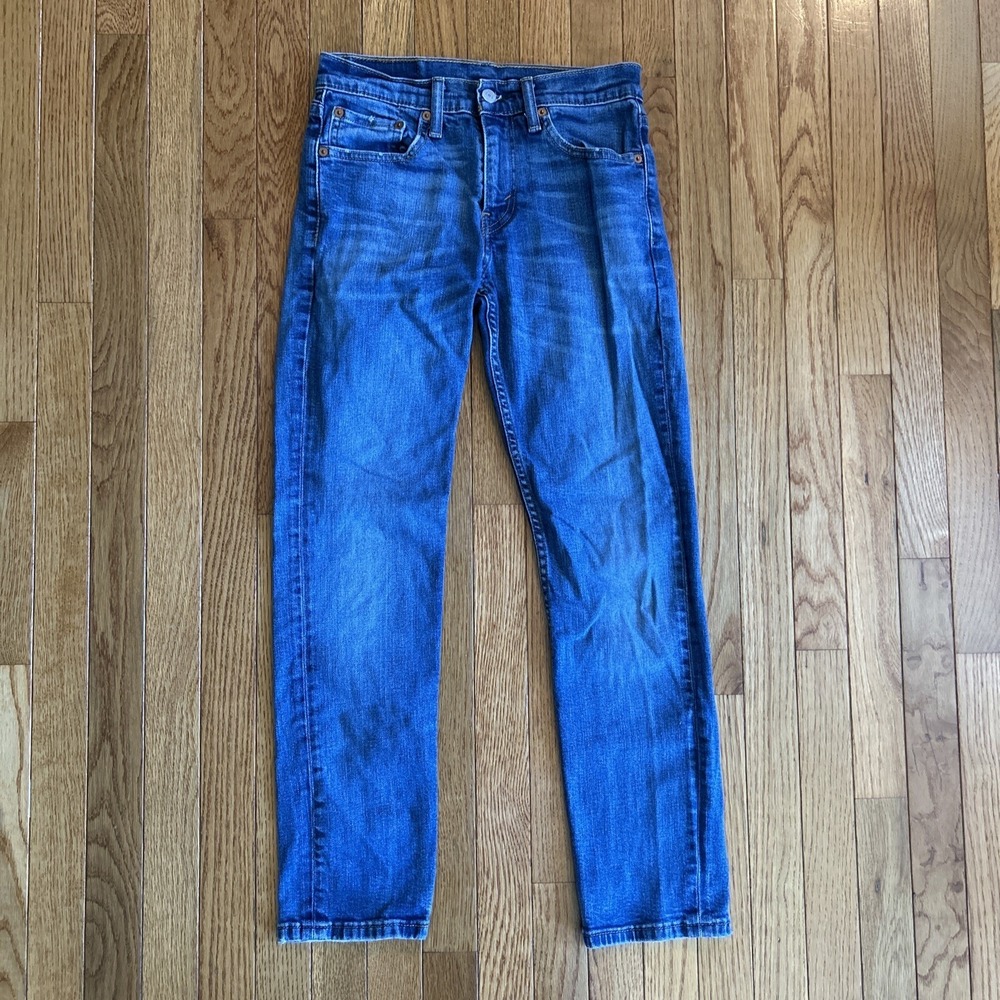 Levis 511 Jeans Mens 28x30 (27x29) Blue Slim Fit Straight Leg Red Tab Distress